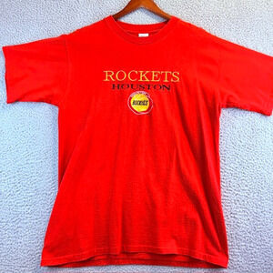 Vintage NBA Houston Rockets Red T-Shirt Single Stitch Salem Sportswear Large